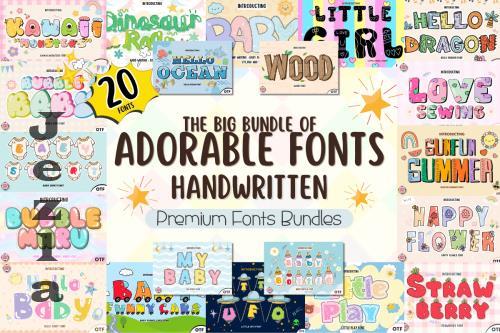 Cute Baby Handwritten Font Big Bundle - 15 Premium Fonts