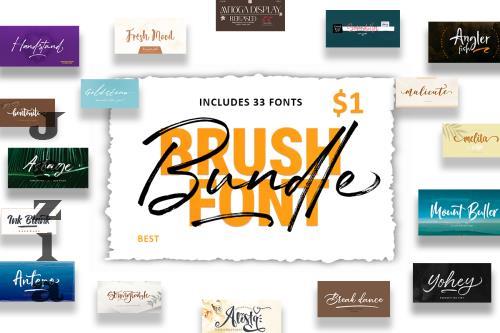 Brush Font Bundle - 20 Premium Fonts