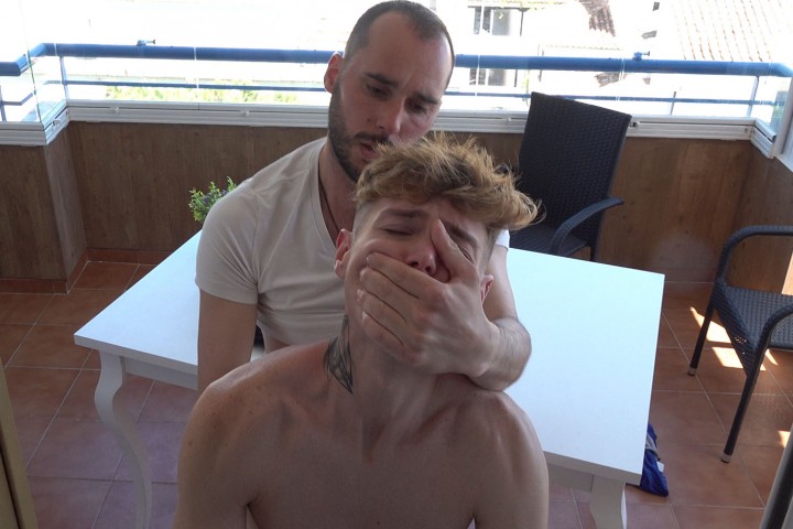 HungYoungBrit - Full on Fucking PUBLIC VIEW on VERANDA!, Exhibitionist, with CUTE blond blue eyed Twink