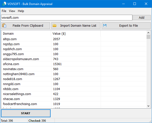 VovSoft Bulk Domain Appraisal 3.6