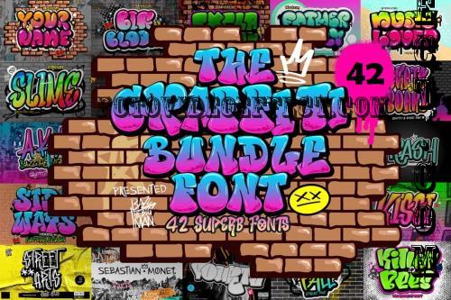 The Graffiti Font Bundles - 42 Premium Fonts, 1 Premium Graphics