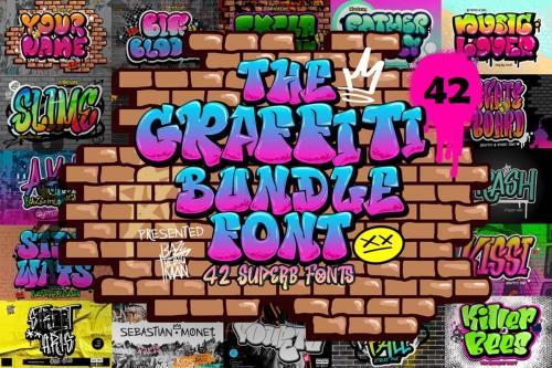 The Graffiti Font Bundles - 42 Premium Fonts, 1 Premium Graphics