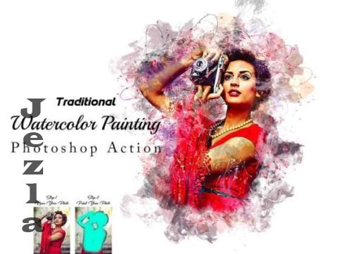 Traditional Watercolor Painting Photoshop Action - 92088956