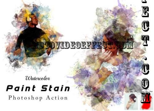 Watercolor Paint Stain Ps Action - 92103180