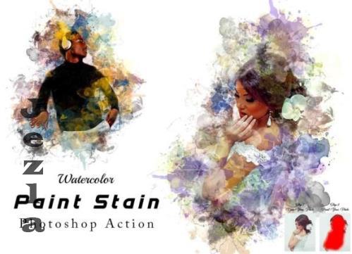 Watercolor Paint Stain Ps Action - 92103180