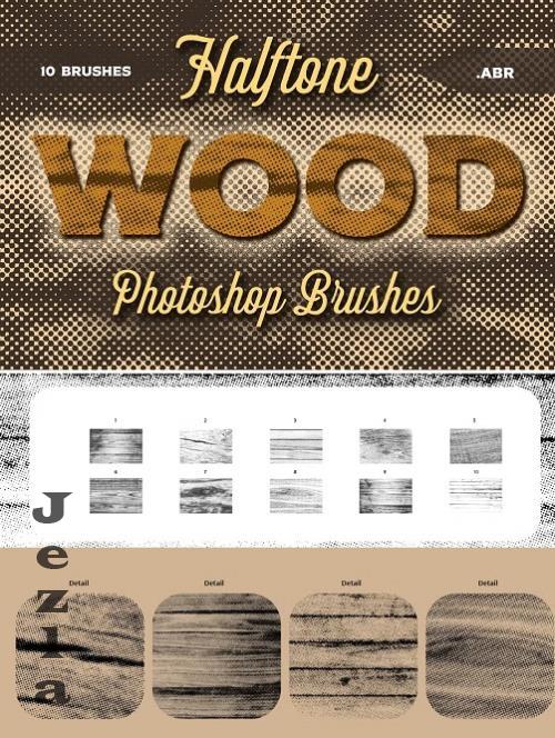 10 Halftone Wood Texture Brushes - 282205998