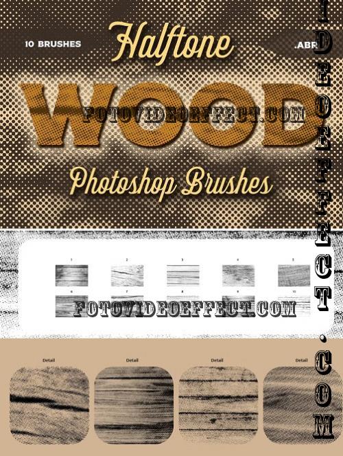 10 Halftone Wood Texture Brushes - 282205998