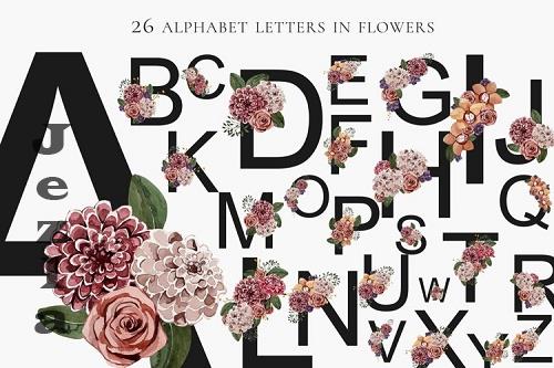 Festive alphabet in flowers png 26 letters - 1167911