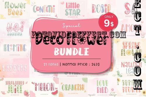 Special Deco Flower Font Bundle - 21 Premium Fonts