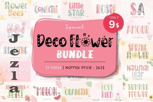 Special Deco Flower Font Bundle - 21 Premium Fonts