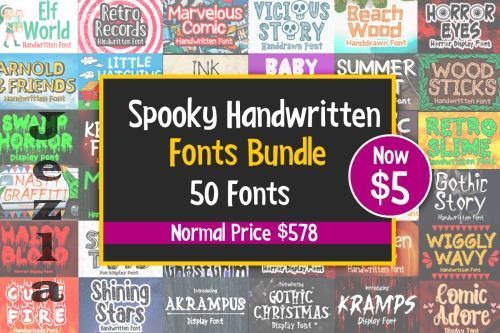 Spooky Handwritten Fonts Bundle - 50 Premium Fonts