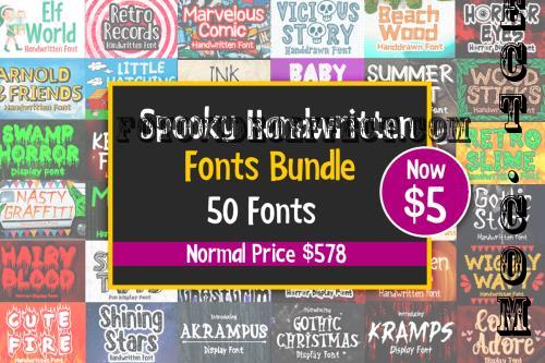 Spooky Handwritten Fonts Bundle - 50 Premium Fonts