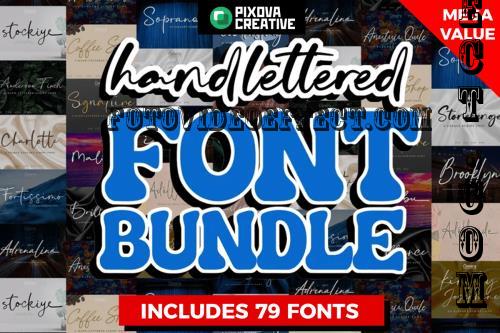 Mega Handlettered Font Bundle - 78 Premium Fonts, 1 Premium Graphics