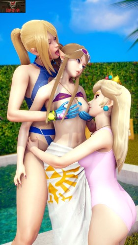 IconOfSin - Zelda, Peach & Samus Poolside 3D Porn Comic