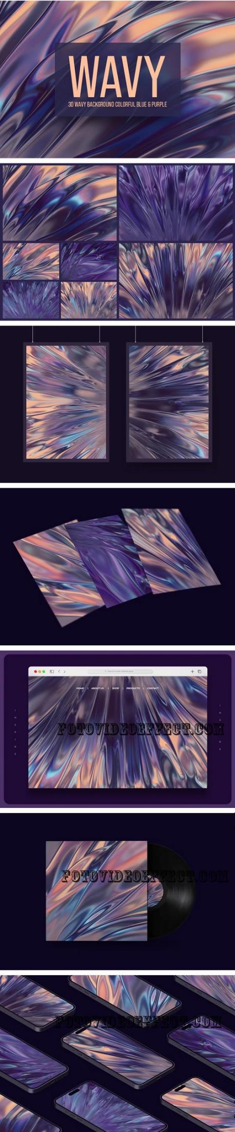 3D Wavy Backgrounds Colorful Blue & Purple - BGTUDJV