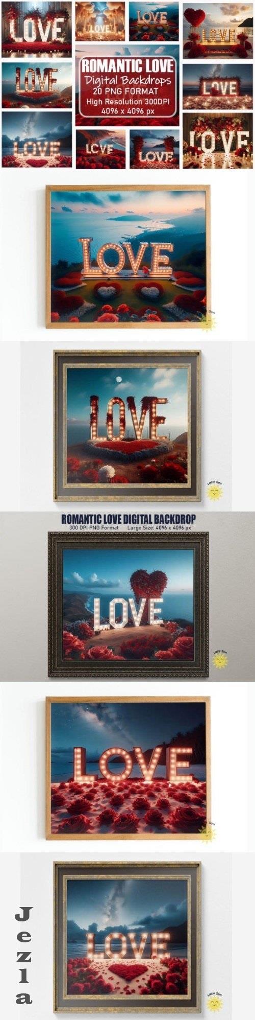 Romantic LOVE Digital Backdrop Bundle