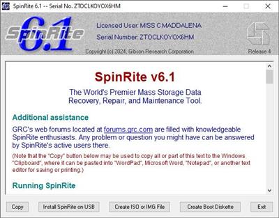 SpinRite 6.1  Release 4 C2f1a4a4db02ccffa07bc104f9fbfe2d