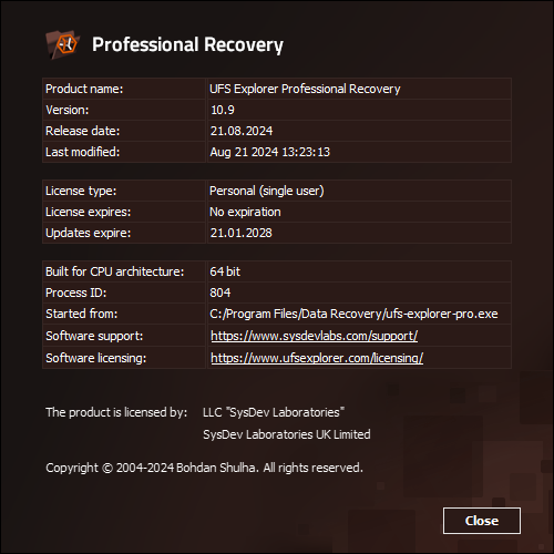 UFS Explorer Professional Recovery 10.9.0.7183