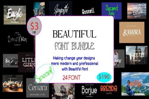 Beautiful Font Bundle - 24 Premium Fonts