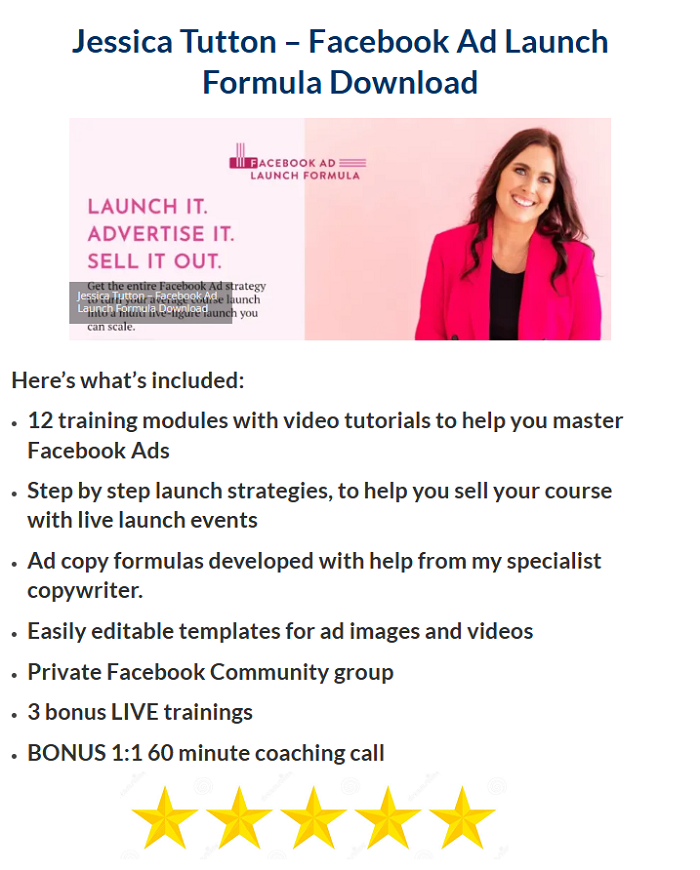 Jessica Tutton – Facebook Ad Launch Formula Download 2024