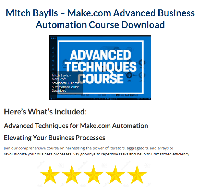 Mitch Baylis – Make.com Advanced Business Automation Course Download 2024