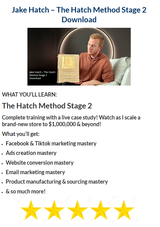 Jake Hatch – The Hatch Method Stage 2 Download 2024