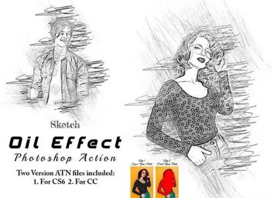 Sketch Oil Effect Photoshop Action - 92048799