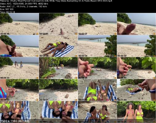 Pervert Cummed On Girls While They Were Sunbathing On A Public Beach - Katty West 